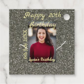 シルバーグリッター写真20th誕生日の追加の名前の日付 フェイバータグ (裏面)