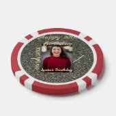 シルバーグリッター写真20th誕生日の追加の名前の日付 ポーカーチップ (シングル)