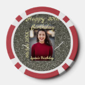 シルバーグリッター写真20th誕生日の追加の名前の日付 ポーカーチップ (裏面)