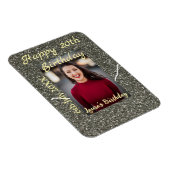 シルバーグリッター写真20th誕生日の追加の名前の日付 マグネット (右側)