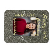 シルバーグリッター写真20th誕生日の追加の名前の日付 マグネット (横)