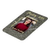 シルバーグリッター写真20th誕生日の追加の名前の日付 マグネット (左側)