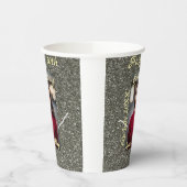 シルバーグリッター写真20th誕生日の追加の名前の日付 紙コップ (左)