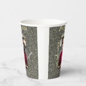 シルバーグリッター写真20th誕生日の追加の名前の日付 紙コップ (右)