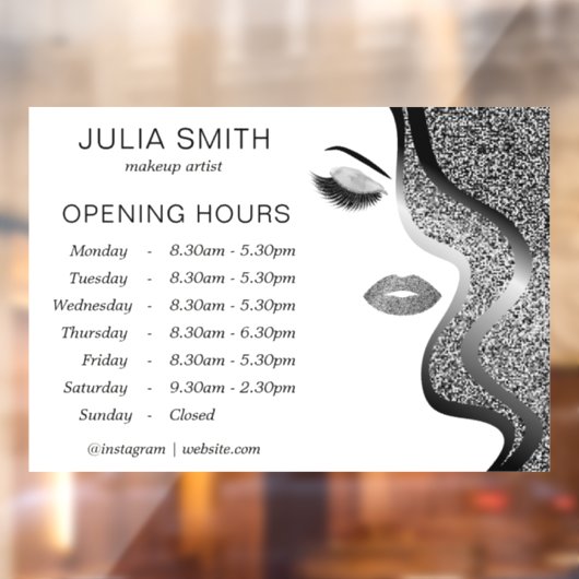 シルバーグリッター効果のメイクアップ ウィンドウサイン (シート2)