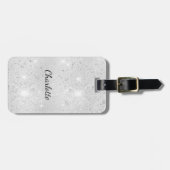 シルバーグリッター名グラマラス ラゲッジタグ (正面横)