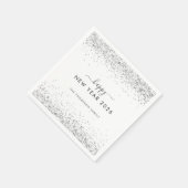シルバーグリッター名ホワイトハッピーニューイヤー2026 スタンダードカクテルナプキン (角)