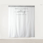 シルバーグリッター名前 ウェディングフォト背景 タペストリー (正面)