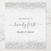 シルバーグリッター名応援21歳の誕生日 ワインラベル (シングルラベル)