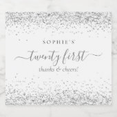 シルバーグリッター名応援21番誕生日 スパークリングワインラベル (シングルラベル)