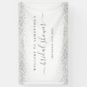 シルバーグリッター名日付ようこそブライダルシャワー 横断幕 (縦)