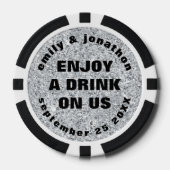 シルバーグリッター名結婚Date's Drink Token ポーカーチップ (正面)