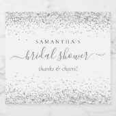 シルバーグリッター名 チェアーズ ブライダルシャワー スパークリングワインラベル (シングルラベル)