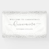 シルバーグリッター名Date Welcome to Quinceaenera 横断幕 (横)