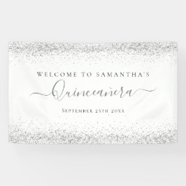 シルバーグリッター名Date Welcome to Quinceaenera 横断幕
