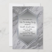 シルバーグリッター大理石バースデーパーティエディイベント 招待状 (正面)