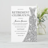 シルバーグリッター女性退職パーティー招待状 招待状 (スタンド正面)