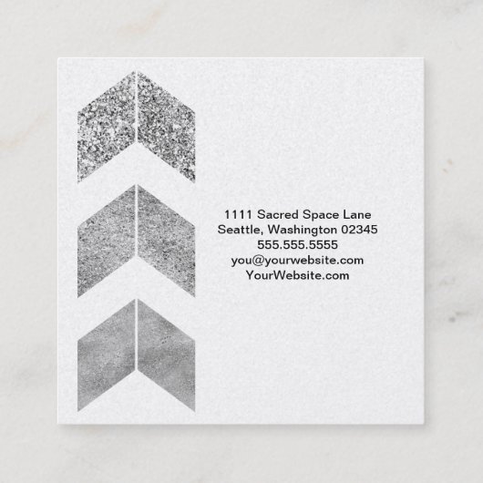 シルバーグリッター幾何学的ボホ スクエア名刺 (裏面)