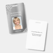 シルバーグリッター従業員名写真企業の バッジ (正面＆裏面)