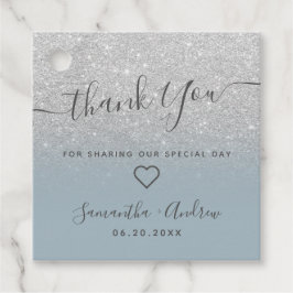 シルバーグリッター感謝していダスティブルー結婚ユー フェイバータグ