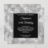 シルバーグリッター抽象芸術スネークグラム誕生日 招待状 (正面/裏面)
