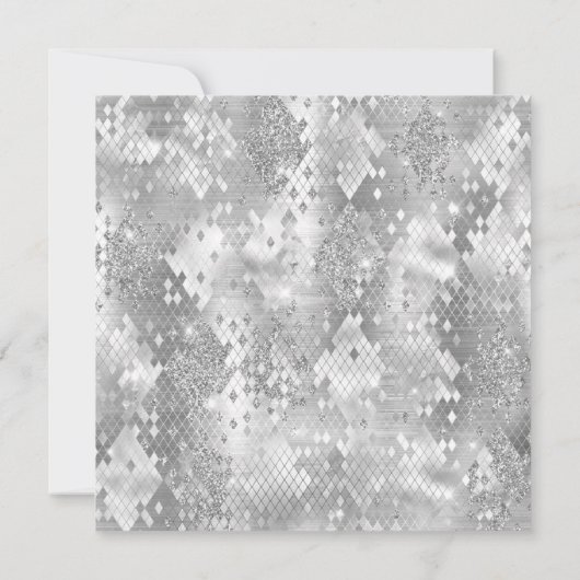 シルバーグリッター抽象芸術スネークグラム誕生日 招待状 (裏面)