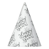 シルバーグリッター文字パターンハッピーニューイヤー パーティーハット (左)