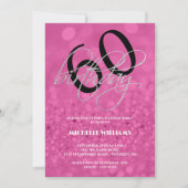 シルバーグリッター書道誕生日 招待状 (正面)