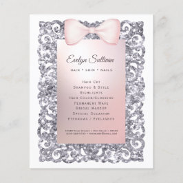 シルバーグリッター枠ピンクボウフライヤー チラシ