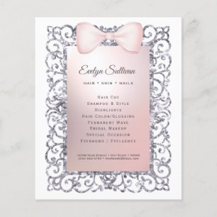 シルバーグリッター枠ピンクボウフライヤー チラシ