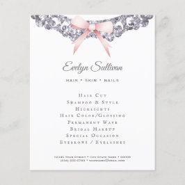 シルバーグリッター枠ピンクボウフライヤー チラシ