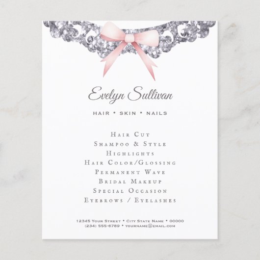 シルバーグリッター枠ピンクボウフライヤー チラシ (正面)