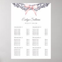 シルバーグリッター枠ピンクボウ価格表ポスター