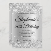シルバーグリッター淡い色のグレー勾配 招待状 (正面/裏面)
