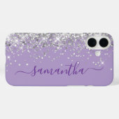 シルバーグリッター淡い色のパープルガーリーシグネチャー Case-Mate iPhoneケース (裏面 (横))