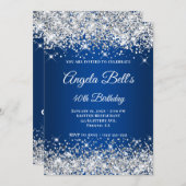 シルバーグリッター深いブルーモグラデーションノファンシーグラム 招待状 (正面/裏面)