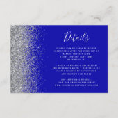 シルバーグリッター王室のエッジブルー結婚ズ詳細 エンクロージャーカード (正面)