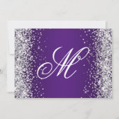 シルバーグリッター王室のパープルモノグラム50誕生日 招待状 (裏面)