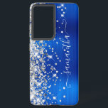 シルバーグリッター王室のブルーフォイルガーリーシグネチャー SAMSUNG GALAXY S21 ULTRAケース<br><div class="desc">銀ガーリーきらめくのグリッターフェイクは、青いブラシ付き金属フォイルのデジタルアートデザインと組み合わせたエッジのハイライト。白い書コンテンポラリー道のフォントにガーリーはエレガント、縦型の装飾的な尾が付いている。カスタマイズフォントのスタイルまたはスパークルのグラフィックを移動して、独自の電話ギアを作成する。余分なきらめき、グリッター、フォイルのデジタルグラフィック要素は、写真のようなプリント。</div>