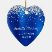 シルバーグリッター王室のブルーフォイルMis XV Anosフォト セラミックオーナメント (右)