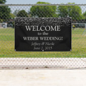 シルバーグリッター紙吹雪カスタムウェディングバナー 横断幕 (インサイチュ)