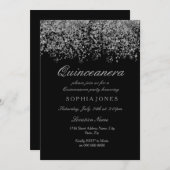 シルバーグリッター紙吹雪ブラックキンセアニェラ招待状 招待状 (正面/裏面)