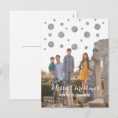 シルバーグリッター紙吹雪ホリデーフォトポストカード シーズンポストカード (正面/裏面)