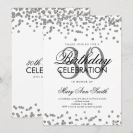 シルバーグリッター紙吹雪30thバースデーホワイト 招待状