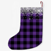 シルバーグリッター紫と黒バッファロープレイド スモールクリスマスストッキング (裏面)