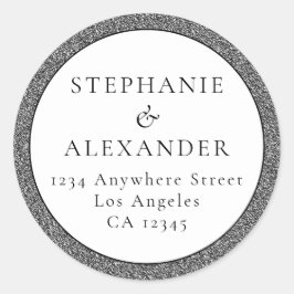 シルバーグリッター結婚ズ・ネーム・差出人住所 ラウンドシール