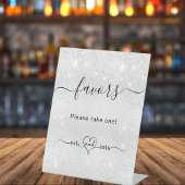 シルバーグリッター結婚ダストのゲストの好意 台座サイン