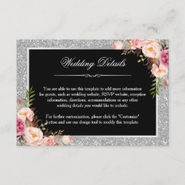 シルバーグリッター結婚フローラ詳細披露宴 エンクロージャーカード