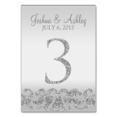 シルバーグリッター結婚ルックのテーブル番号3 テーブルナンバー (裏面)
