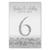 シルバーグリッター結婚ルックのテーブル番号6 テーブルナンバー (裏面)